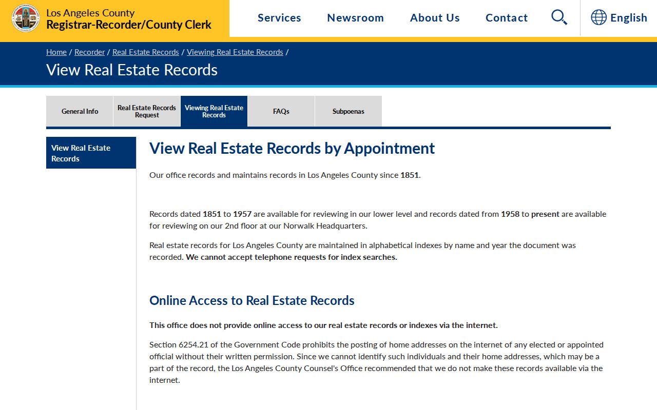 Covina residents directory Los Angeles County recorder viewing records