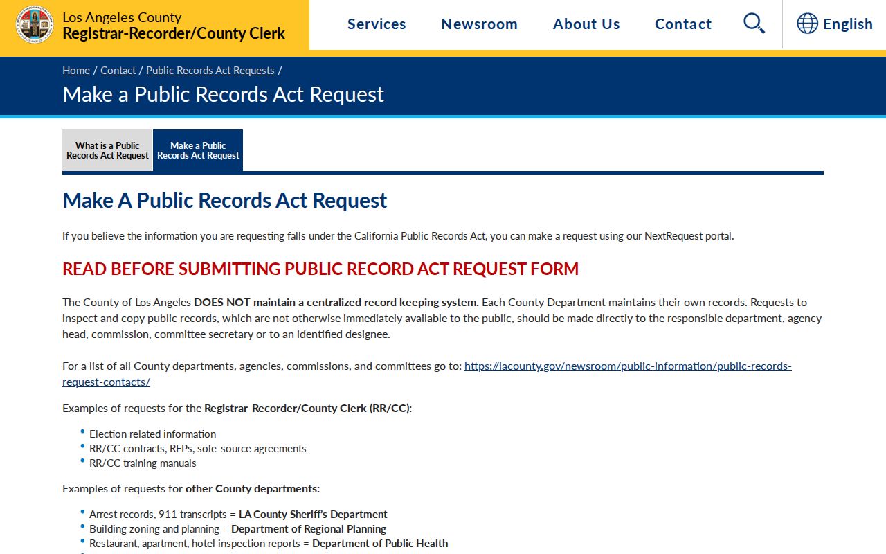 Covina neighbors Los Angeles County public records request portal