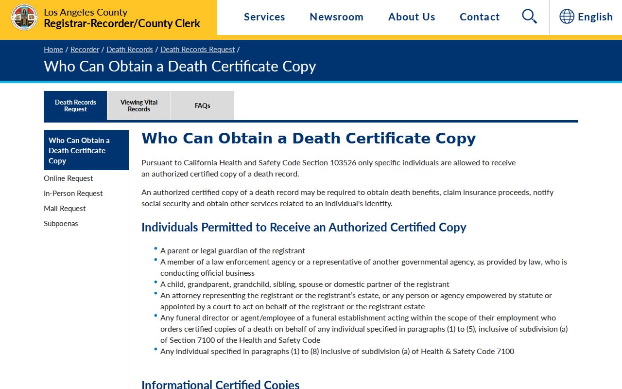 Covina previous residents Los Angeles County death records