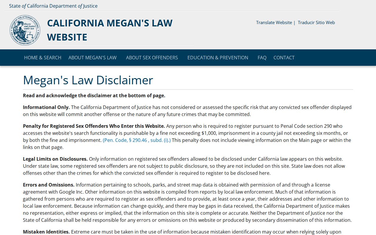 Covina resident lookup California Megan's Law public safety search