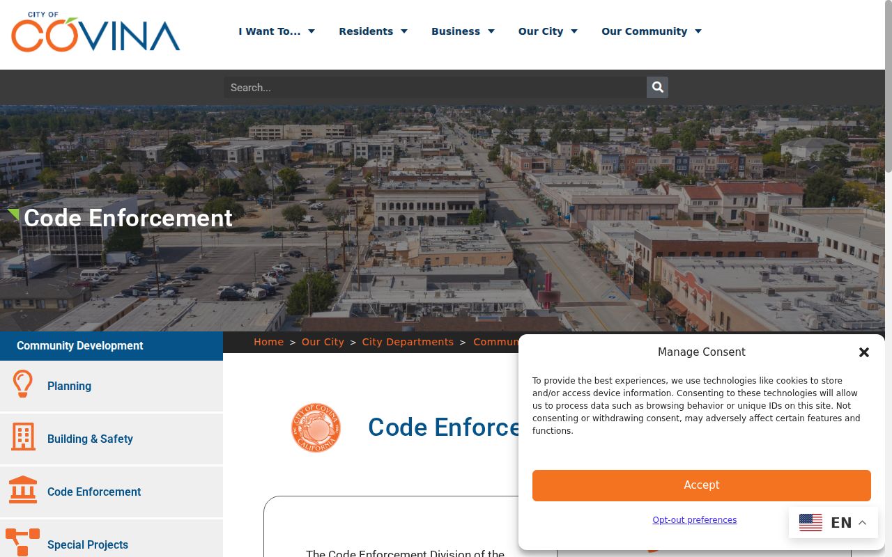 Covina street directory code enforcement address records